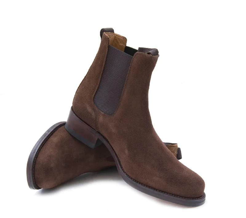 women shoes for professional dinner events-Brown suede Chelsea Boot