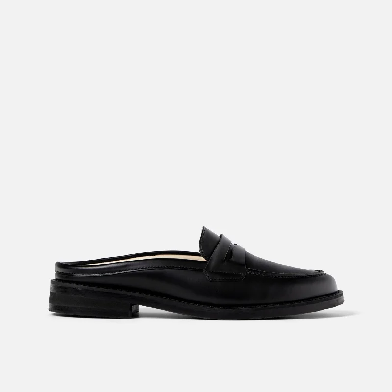 women shoes for formal office meetings-Wilde Black Mule Loafer - Women's