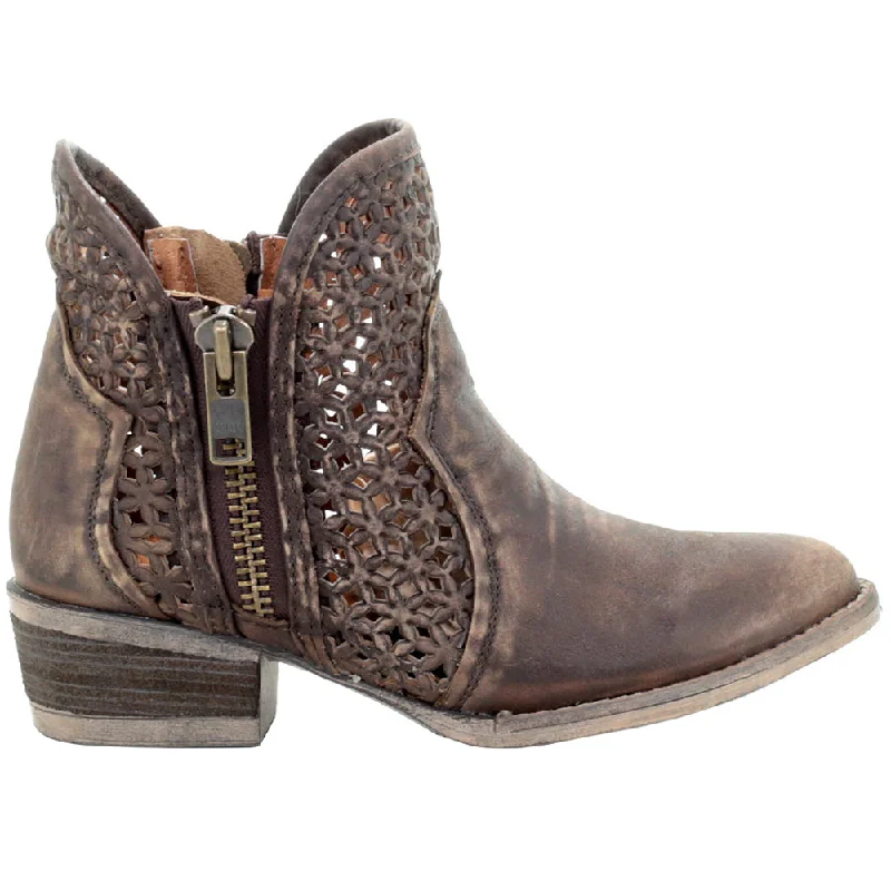 women shoes with padded ankle support-Hand-cut Round Toe Cowboy Booties