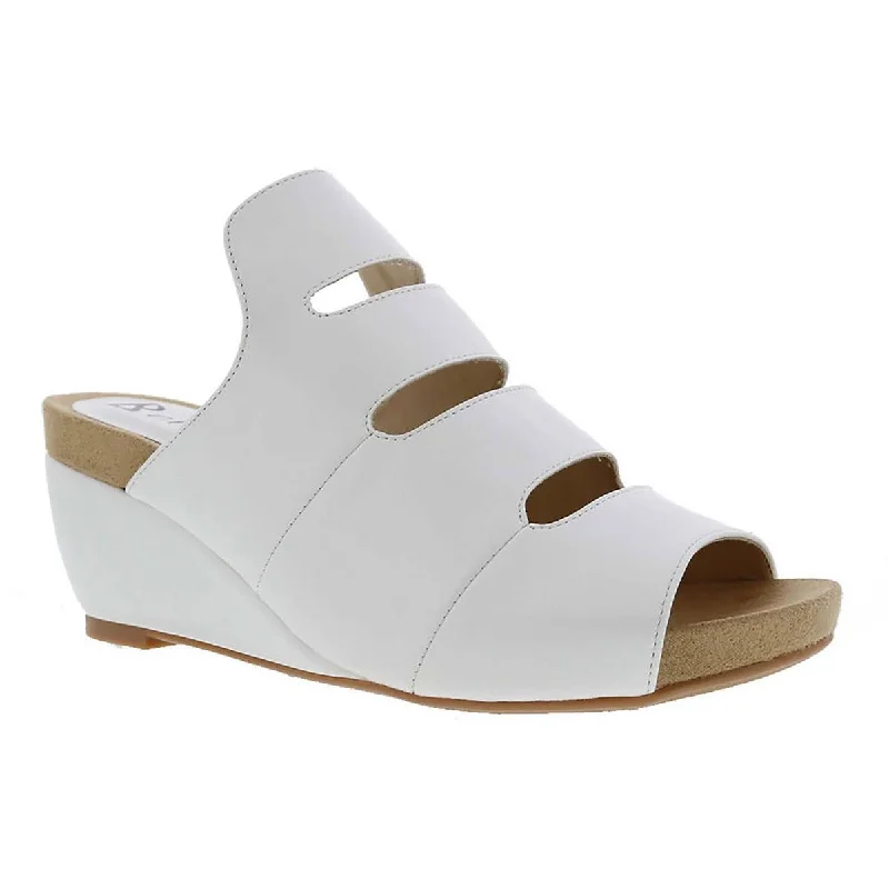 women shoes for trendy fashionistas-Bellini Womens Whit Faux Leather Peep-Toe Wedge Sandals