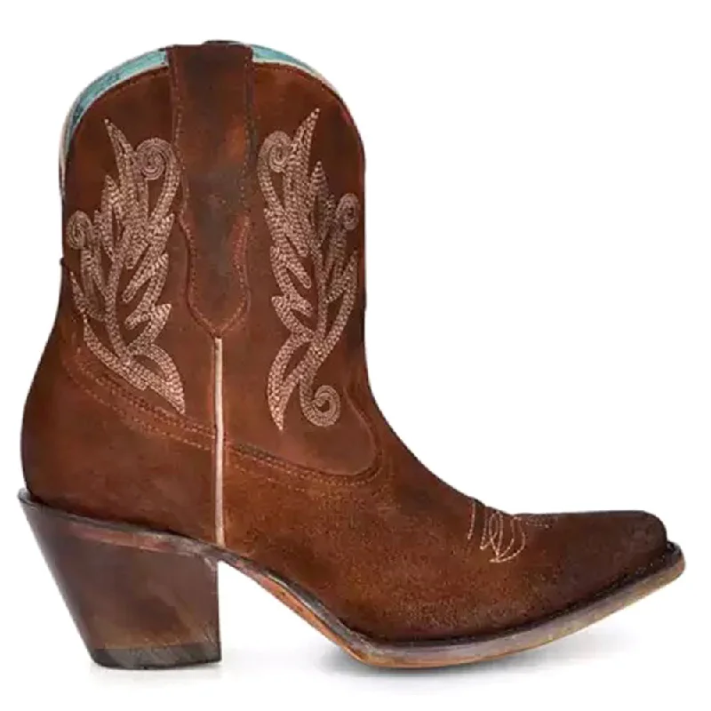 women shoes for glamorous dinner parties-Embroidered Snip Toe Cowboy Booties