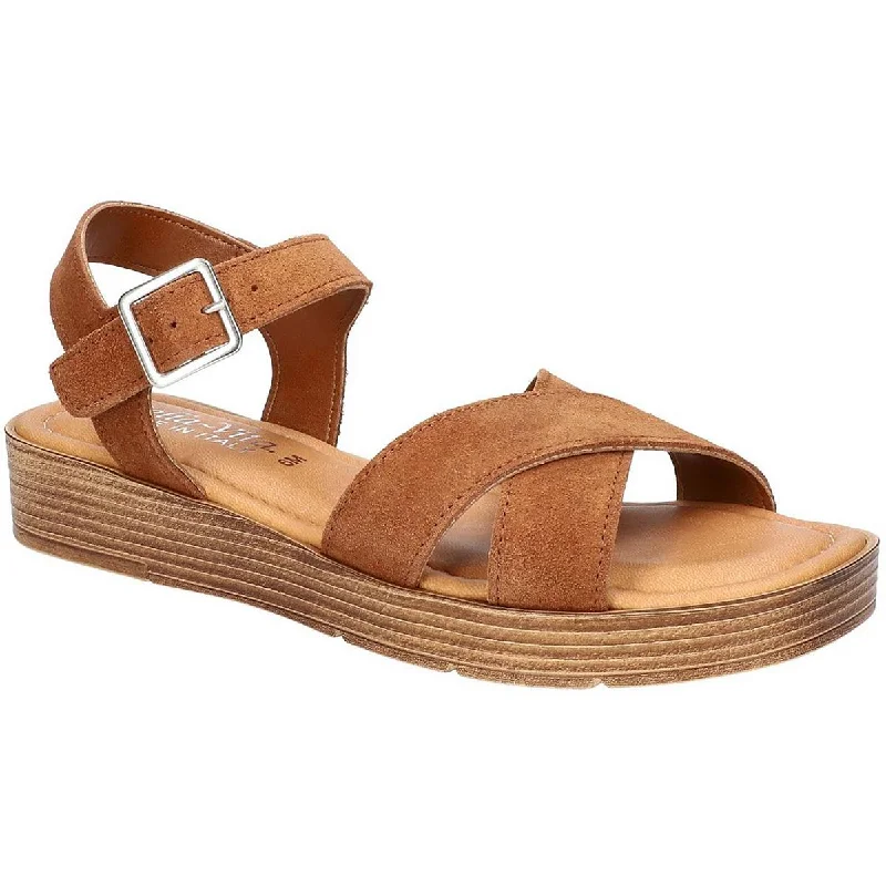 women shoes with trendy color combinations-Bella Vita Womens Car-Italy Suede Criss-Cross Front Wedge Sandals