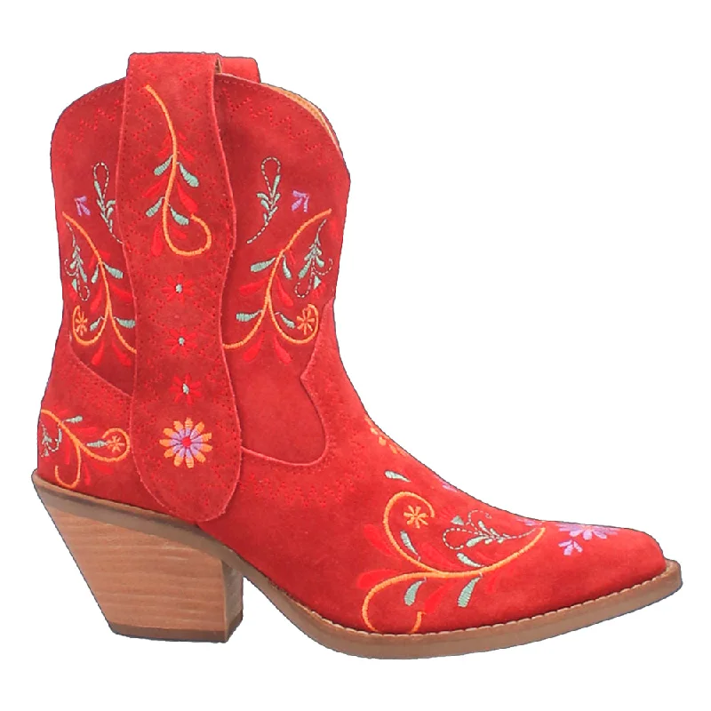 women shoes for trendy casual street looks-Sugar Bug Embroidery Floral Round Toe Cowboy Booties