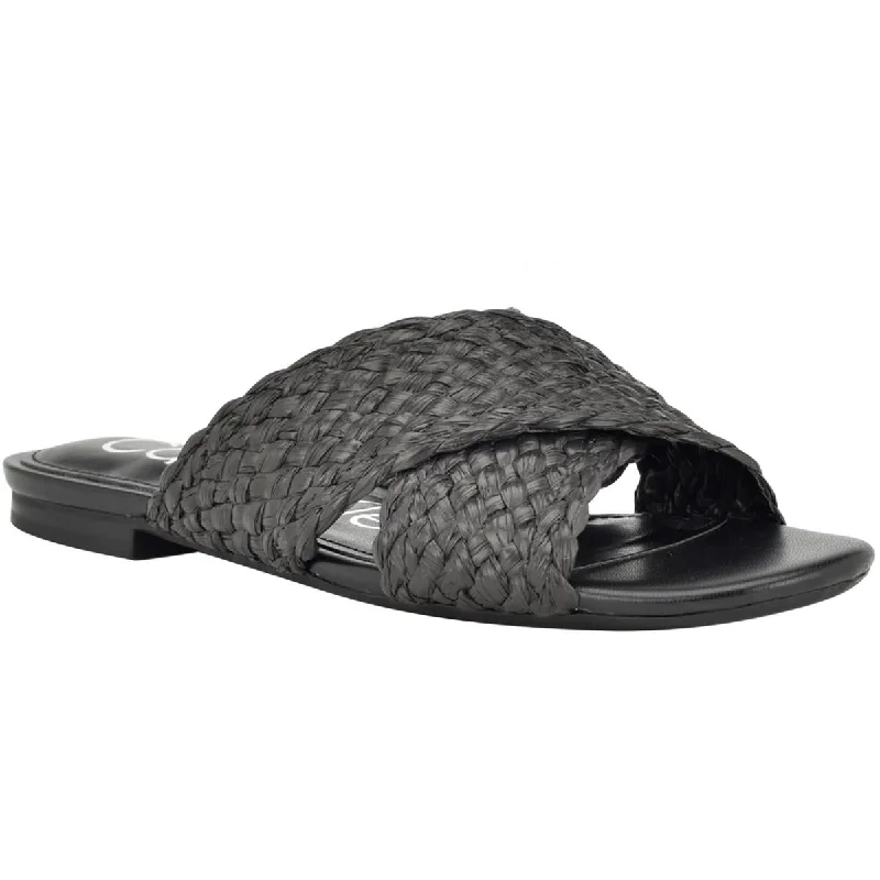 women shoes with soft, breathable fabrics-Calvin Klein Womens June2 Slip On Flat Slide Sandals