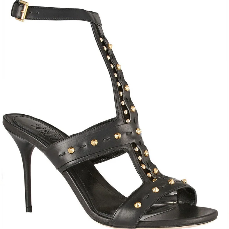 women shoes for winter street fashion-Studded Sandal, Black