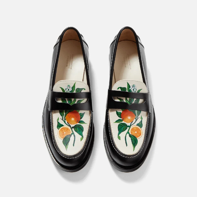 women shoes for comfortable dinner dates-Wilde Hand-Painted Orange Penny Loafer - Women's