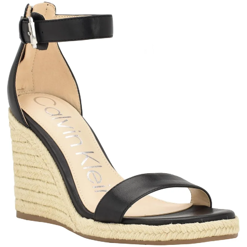 women shoes for summer fashion fun-Calvin Klein Womens NOSHELA Leather Open Toe Wedge Sandals