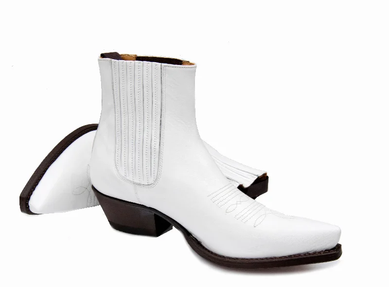 women shoes with classic and timeless style-White ankle boots