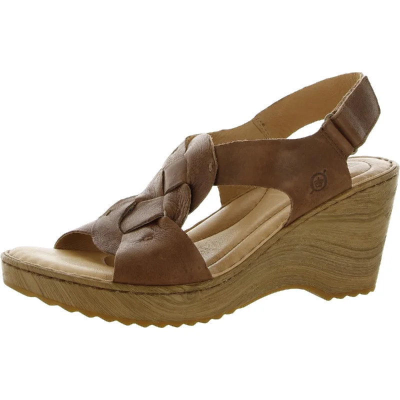 women shoes with elegant strap designs-Born Womens Leather Adjustable Wedge Sandals