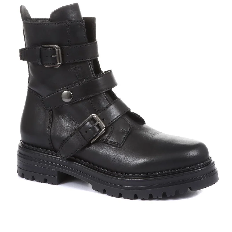 women shoes for chic street style looks-Casimira Buckle Biker Boots - CASIMIRA / 320 549