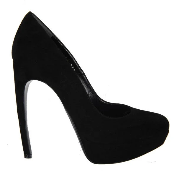 women shoes with cozy materials for fall-Armadillo Suede Pump 130, Black