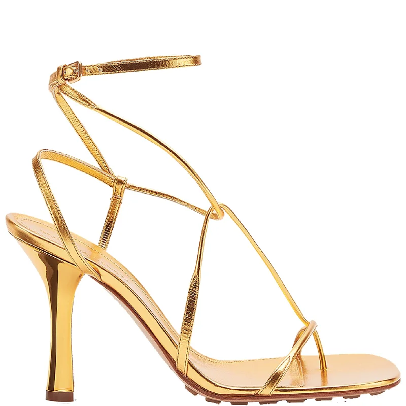 women shoes for casual weekend outings-BV Line Sandal 90, Gold