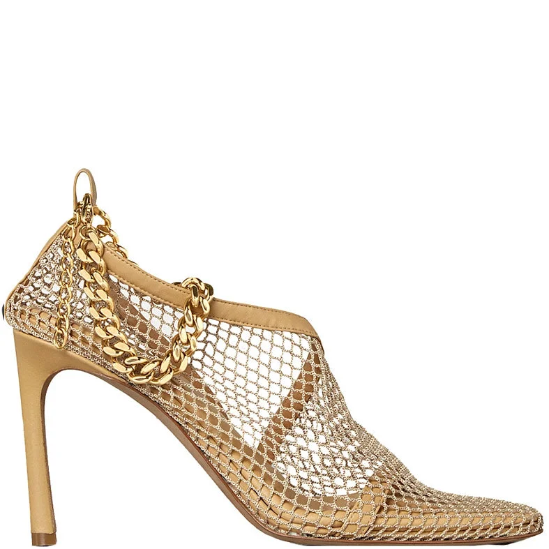 women shoes for formal office meetings-Stretch Mesh Sandals 90, Nude