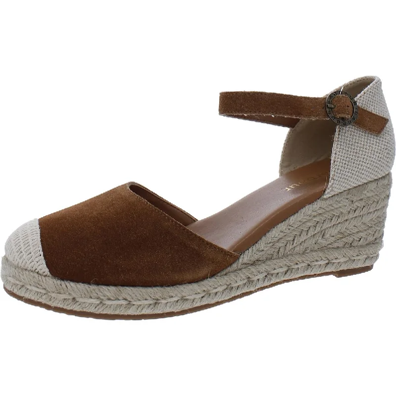 women shoes for formal office settings-Barbour Womens Suede Closed Toe Wedge Sandals