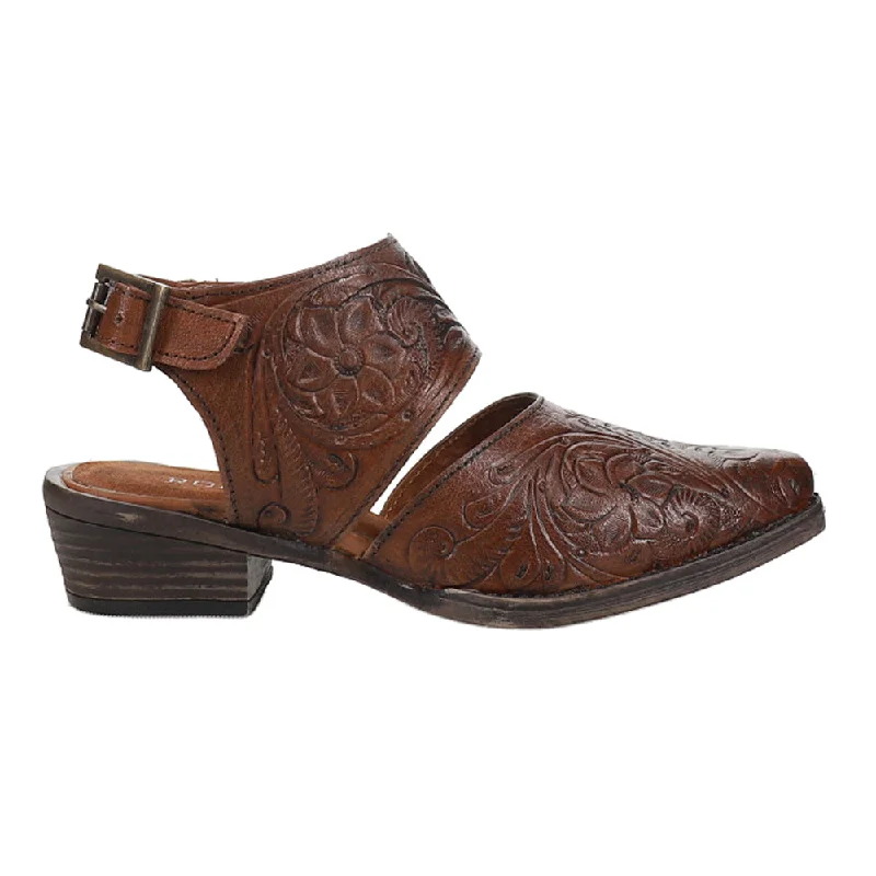 women shoes for fall office wear-Dianna Tooled Snip Toe Mule Booties