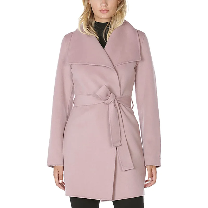 women’s trendy formal dresses for evening-TAHARI Women's Wool Wrap Coat with Tie Belt, Vintage Pink Powder