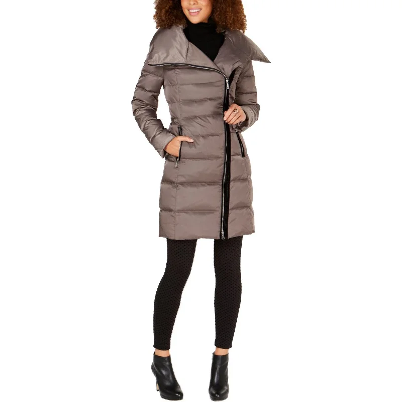 women’s trendy fashion blouses-Tahari Brooklyn Women’s Asymmetric Long Down Puffer Coat