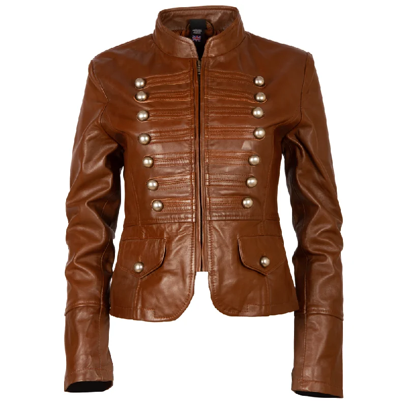 women’s elegant office blouses-T5J4 Women’s Military Parade Jacket - Timber