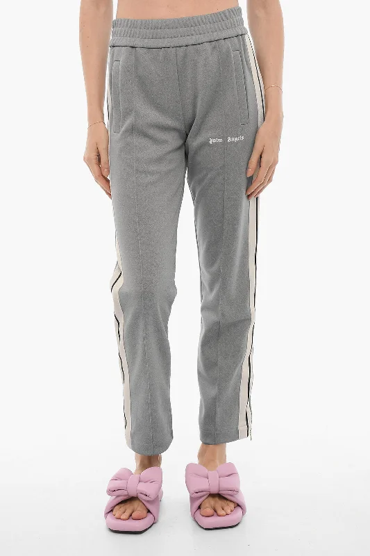 women’s elegant winter outfits-Palm Angels High-Waisted Joggers with Ankle Zip