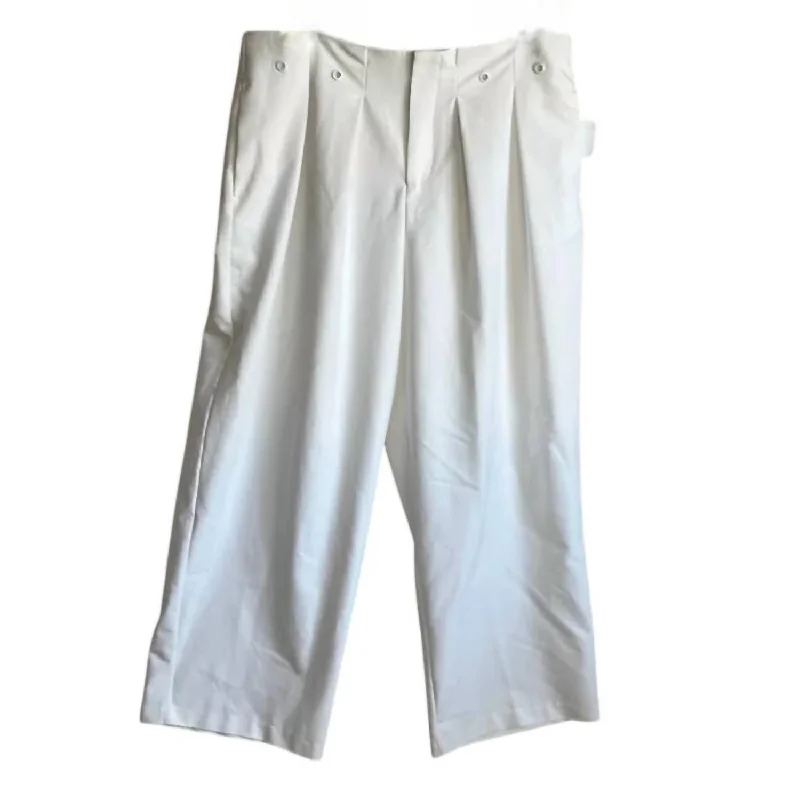 women’s trendy evening fashion-Women's Grommet Waistband Pants In White