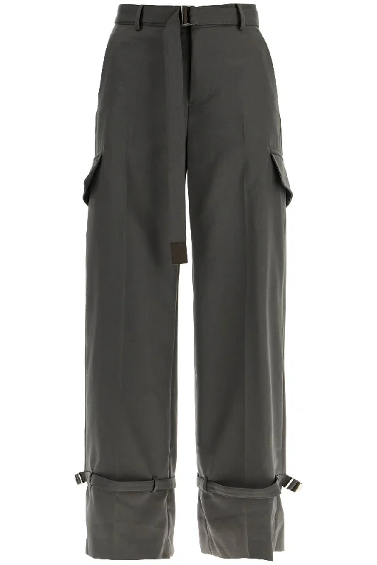 women’s business casual skirts-Sacai Women's Cargo Wool Blend Trousers For Men.