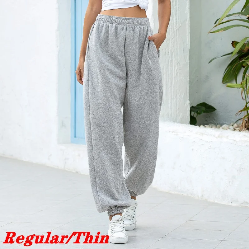 women’s stylish printed blouses-Sweatpants Women Baggy Pants Women Gray Spring Wide Leg Sweat Pants Oversized Joggers Streetwear High Waisted Trousers Women