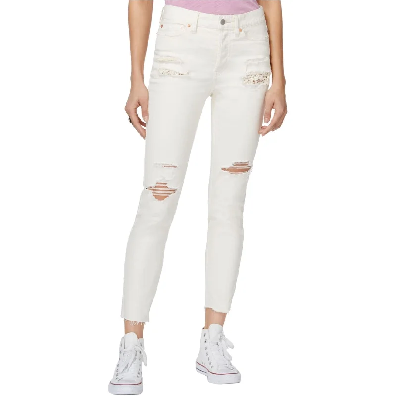 women’s trendy fashion blouses-Free People Womens Ripped Skinny Fit Jeans