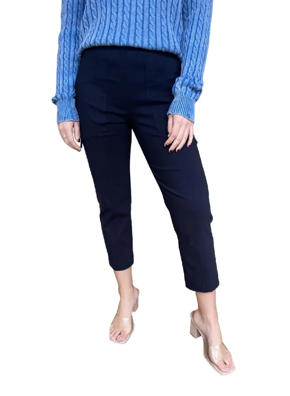 women’s trendy fashion accessories-Control Stretch D Ring Crop Cargo Pant In Navy