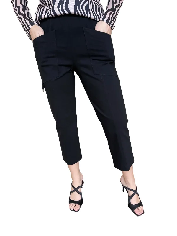 women’s business casual winter coats-Control Stretch D Ring Crop Cargo Pant In Black