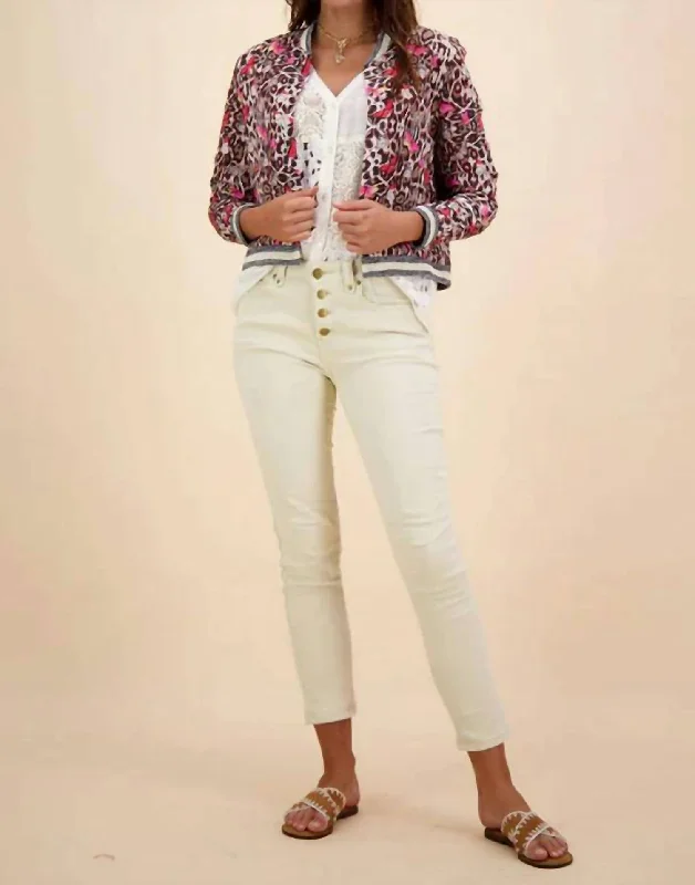 women’s comfy fashion sweaters-Leofly Bomber Jacket In Print