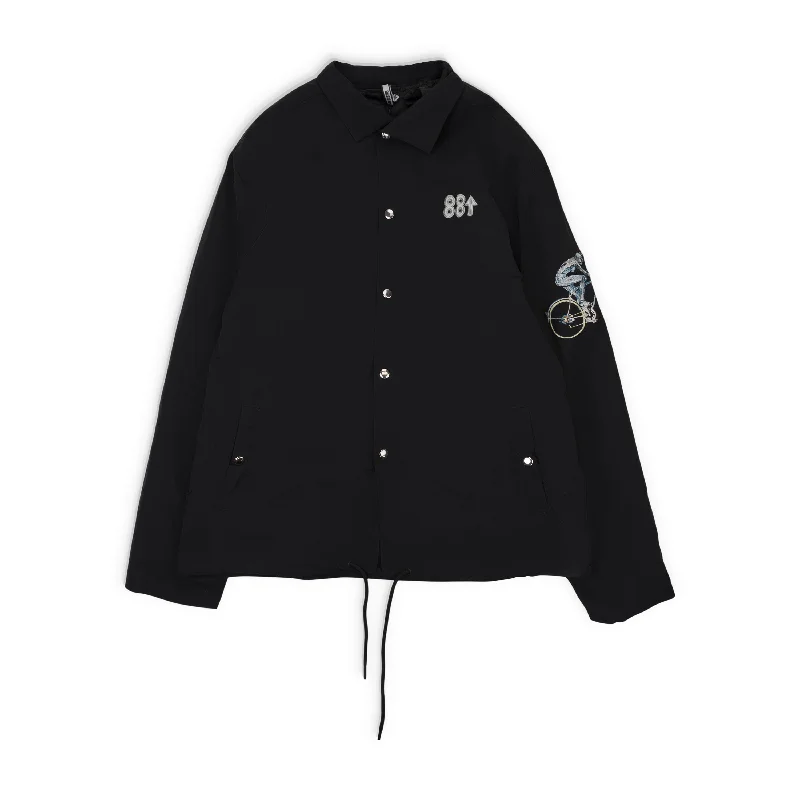 women’s cozy woolen sweaters for fall-88 RISING X SORYAMA DIGITAL ROBOT FACE BLACK COACH JACKET