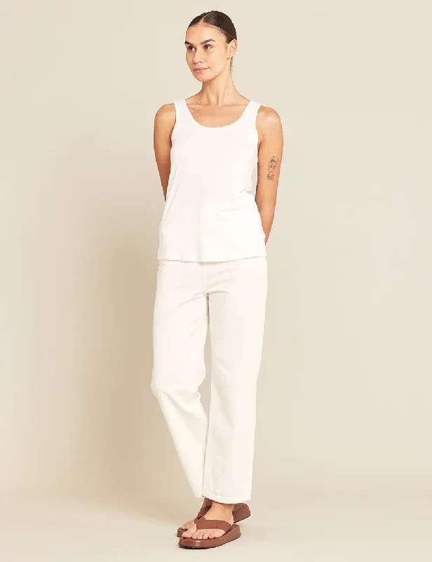 women’s trendy fall fashion-Relaxed Tank - White