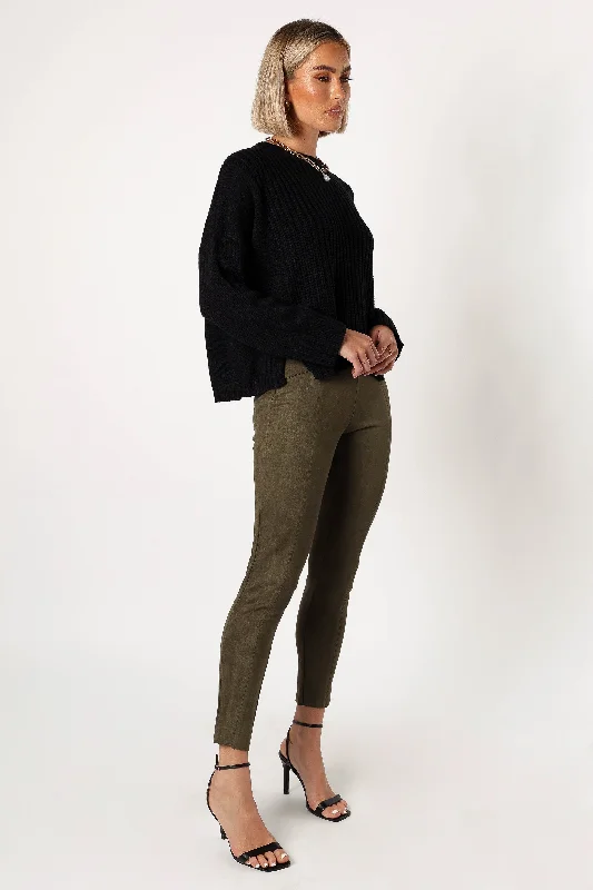 women’s stylish winter coats-Morgan Suede Look Legging - Olive