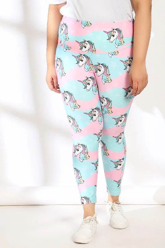 women’s trendy sweater jackets-Unicorn Tummy Shaper Printed Leggings