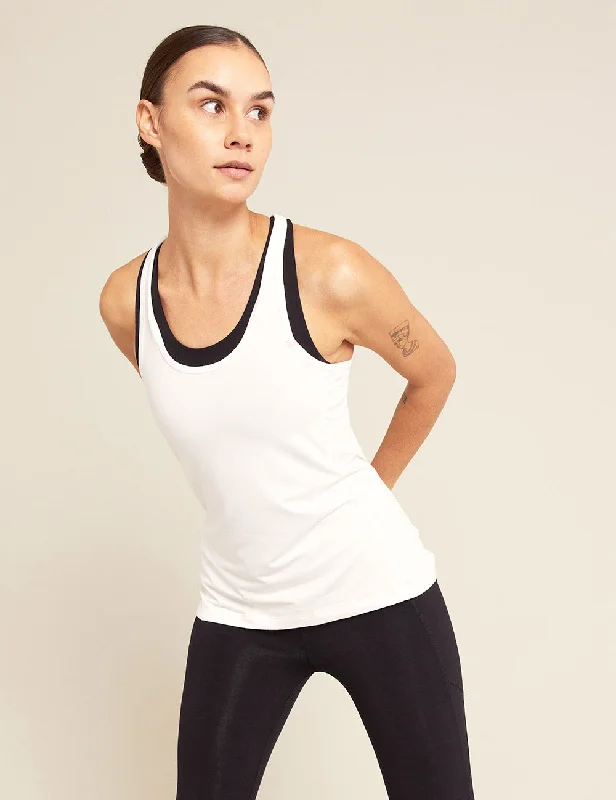 women’s trendy evening fashion-Racerback Active Tank - White