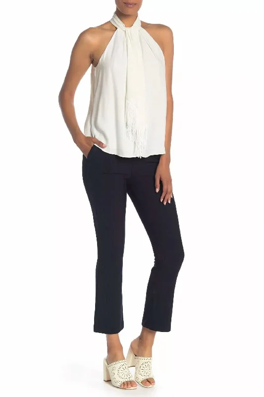 women’s trendy casual tops-Pinstriped Baby Kick Ankle Trousers In Navy