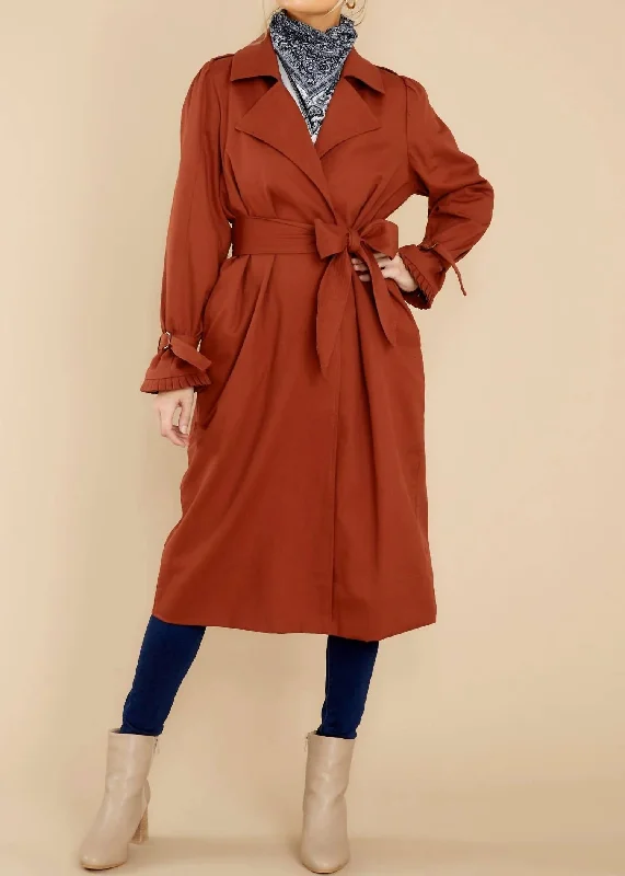 women’s cozy office dresses-Rally Trench Coat In Sienna