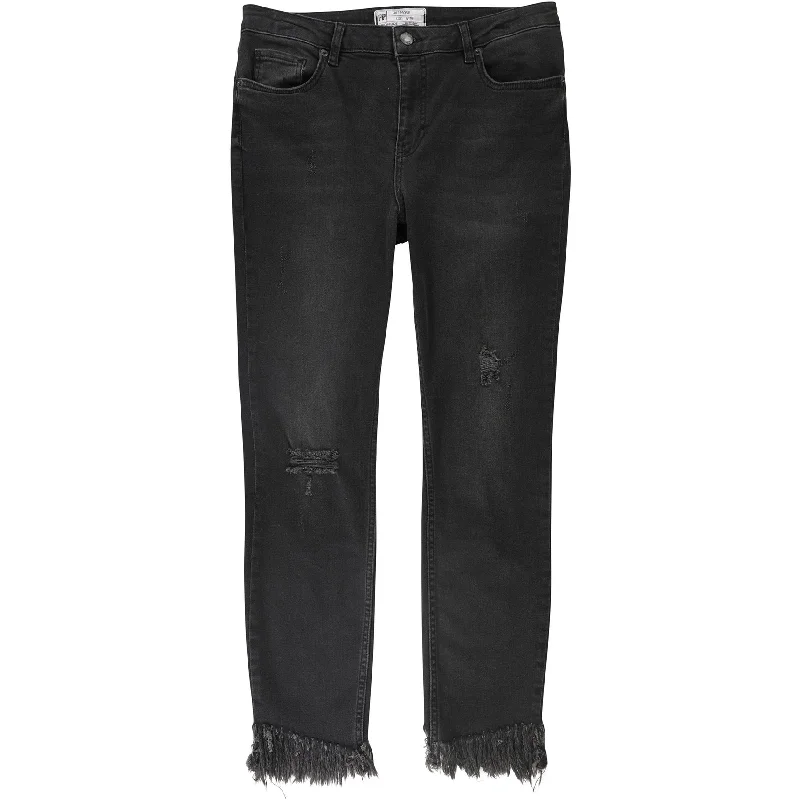 women’s comfortable winter skirts-Free People Womens Fringe Skinny Fit Jeans, Black, 29