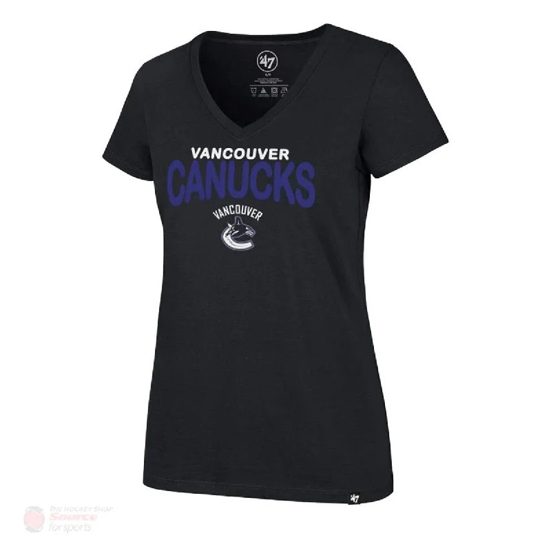 women’s casual printed tops-Vancouver Canucks 47 Brand Pop Ultra Rival V-Neck Womens Shirt