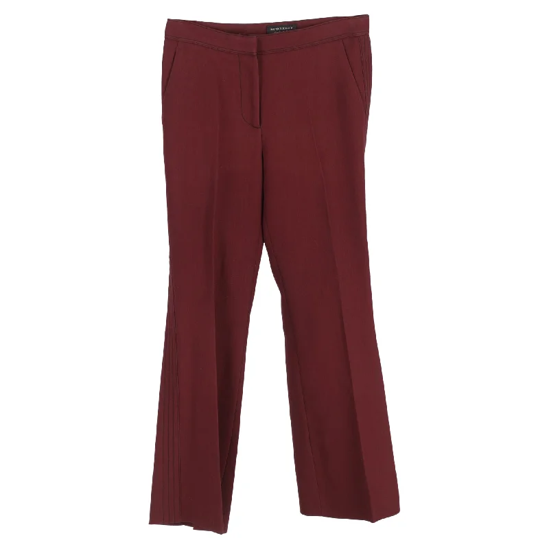 women’s comfortable summer dresses-Burberry High-Rise Straight-Leg Trousers in Burgundy Wool