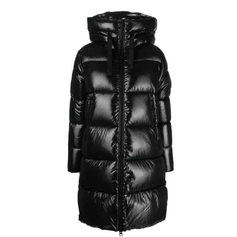 women’s formal winter coats-Save The Duck Women's Isabel Shiny 3/4 Heavy Puffer Coat