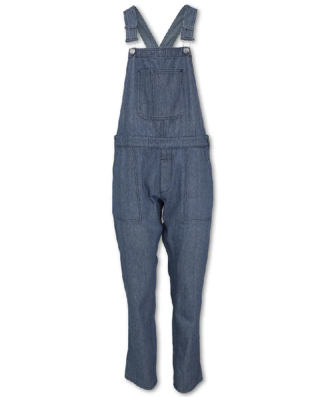 women’s chic woolen dresses-PINSTRIPE DENIM OVERALLS