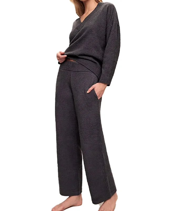 women’s trendy office outfits-Eberjey Women Recycled Boucle Wide Leg Pants Graphite