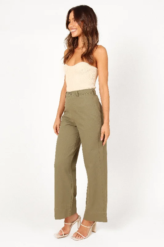 women’s chic casual cardigans-Lawrence Pant - Olive Green