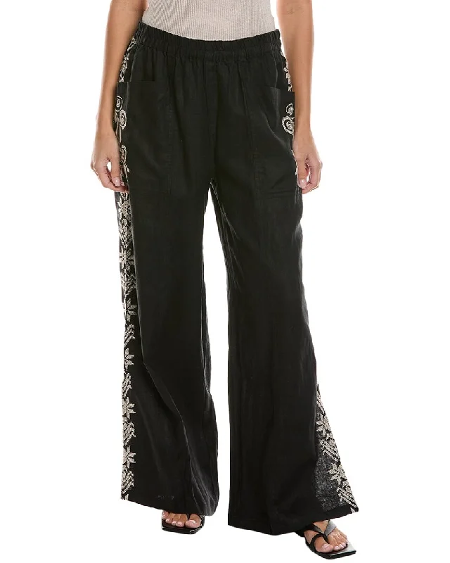 women’s fashionable winter pants-Johnny Was Linen Pull On Pant