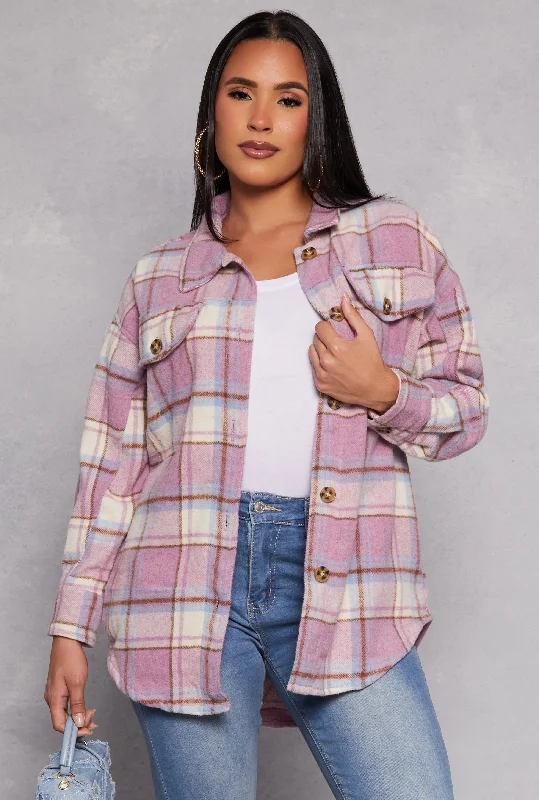 women’s stylish holiday outfits for office-Spoon Jeans Plaid Tunic Shirt