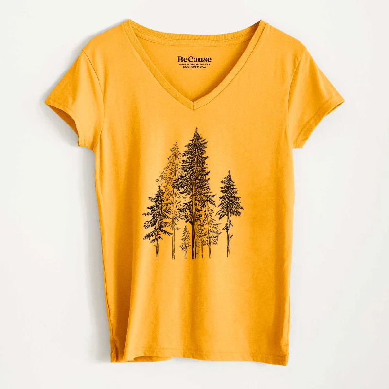 women’s casual winter dresses-Hemlock Forest - Women's 100% Recycled V-neck