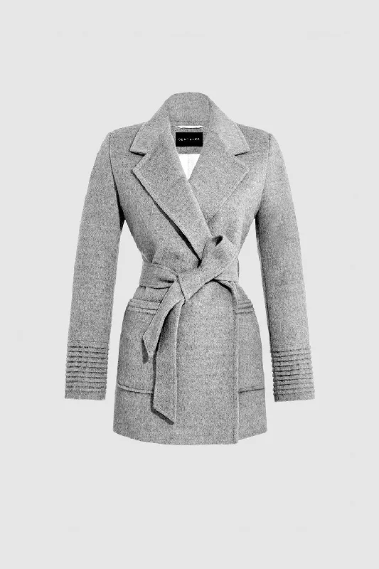 women’s trendy weekend outfits-Baby Alpaca Cropped Notched Collar Wrap Coat with Square Pockets