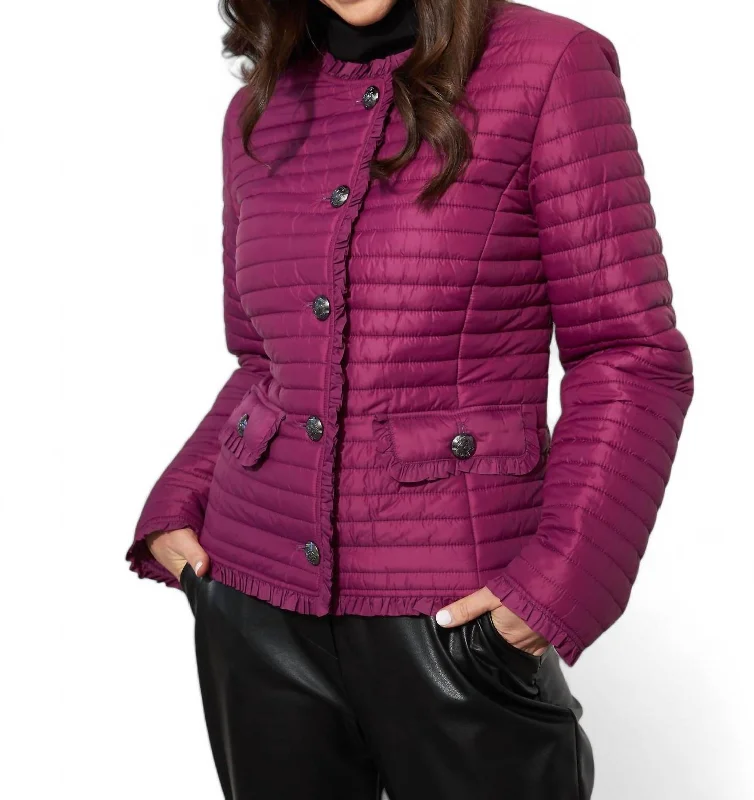 women’s stylish party dresses-Quilted Puffer Coat In Vineyard