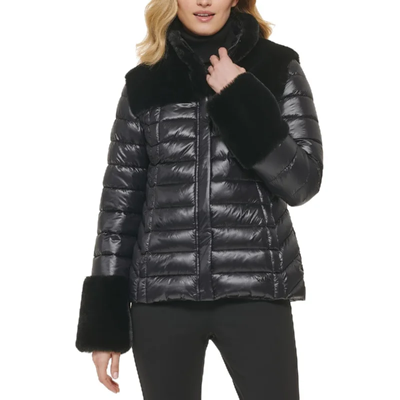 women’s trendy sweater tops-DKNY Womens Nylon Puffer Jacket